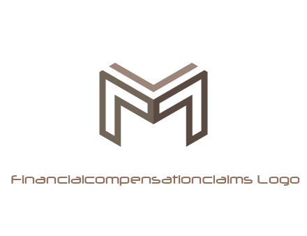 line art letter M 3D shape