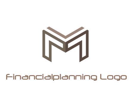 line art letter M 3D shape