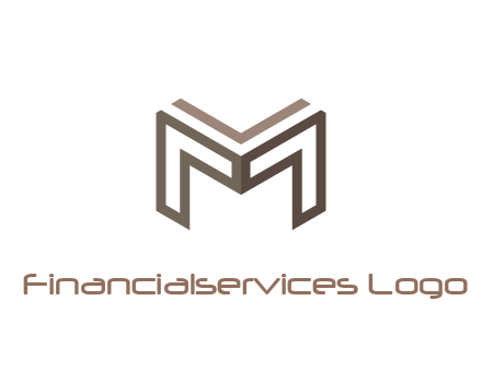 line art letter M 3D shape