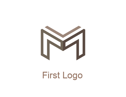 line art letter M 3D shape