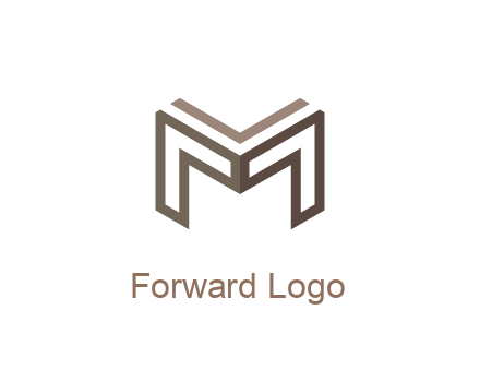 line art letter M 3D shape
