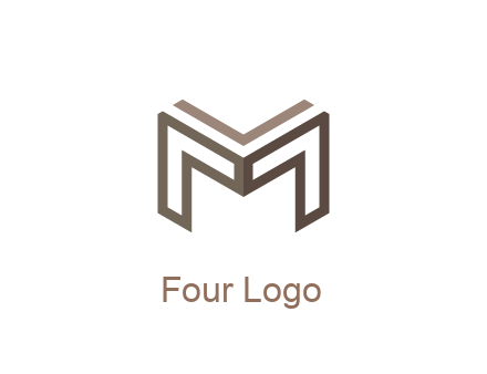 line art letter M 3D shape