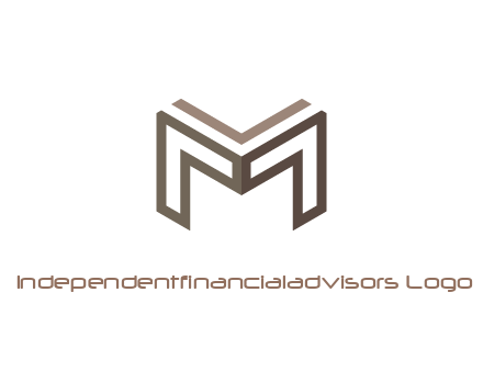 line art letter M 3D shape