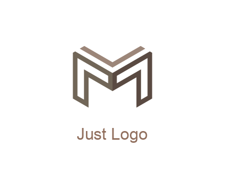 line art letter M 3D shape