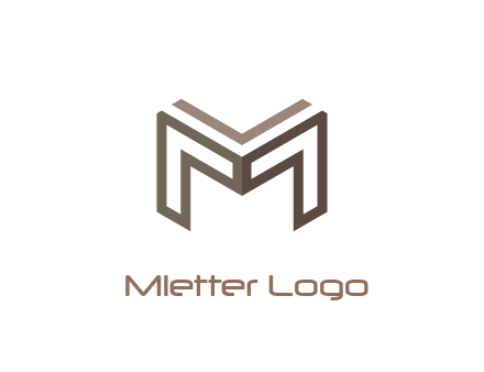 line art letter M 3D shape