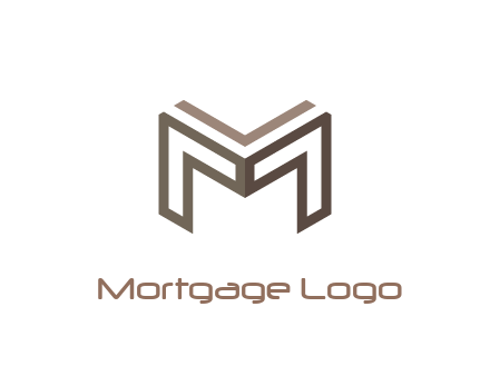 line art letter M 3D shape