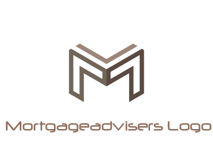 line art letter M 3D shape