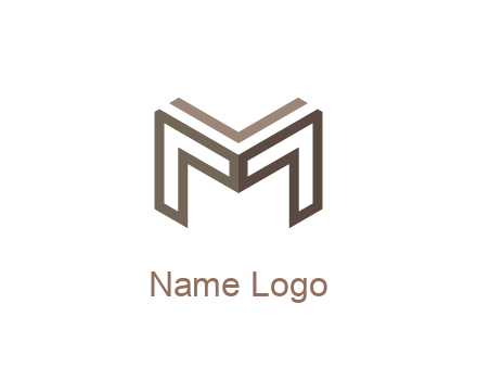 line art letter M 3D shape