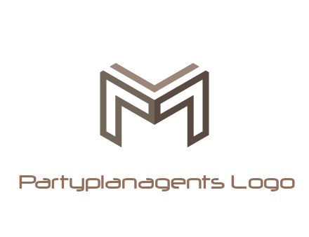 line art letter M 3D shape