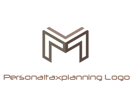 line art letter M 3D shape