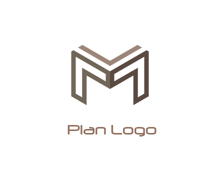 line art letter M 3D shape
