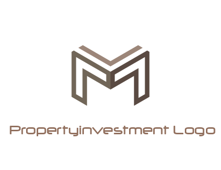 line art letter M 3D shape