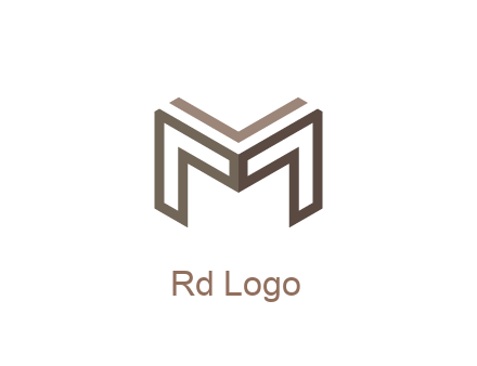 line art letter M 3D shape
