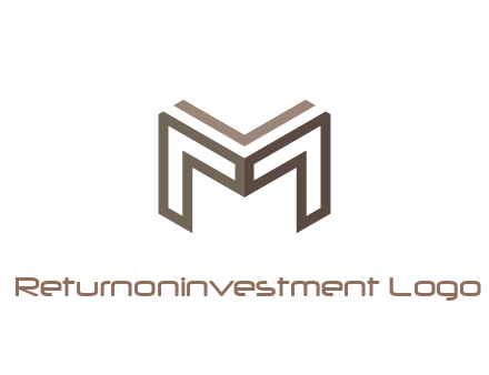 line art letter M 3D shape