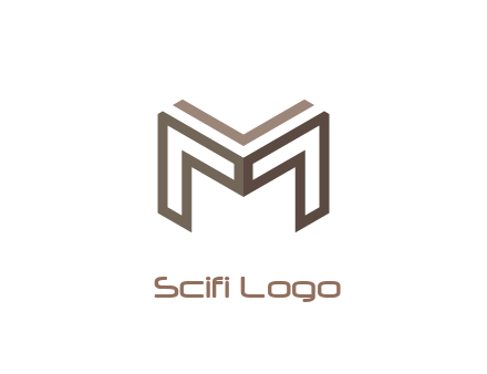 line art letter M 3D shape