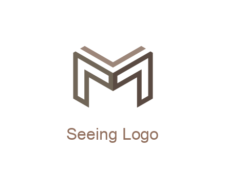 line art letter M 3D shape