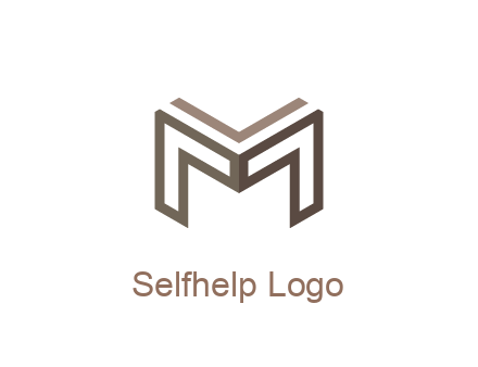 line art letter M 3D shape