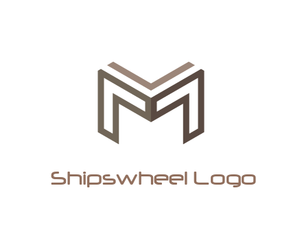 line art letter M 3D shape
