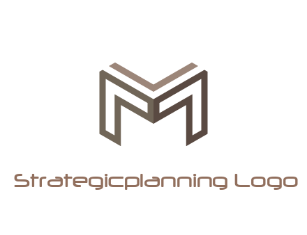 line art letter M 3D shape