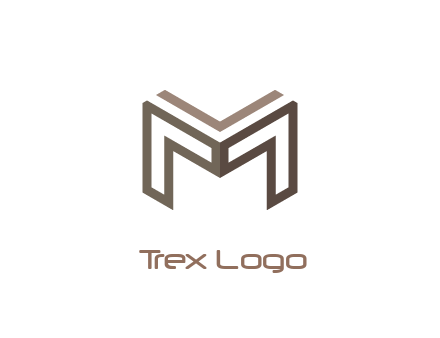 line art letter M 3D shape