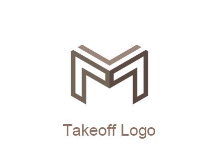 line art letter M 3D shape