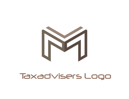 line art letter M 3D shape