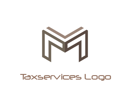 line art letter M 3D shape
