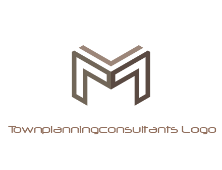 line art letter M 3D shape
