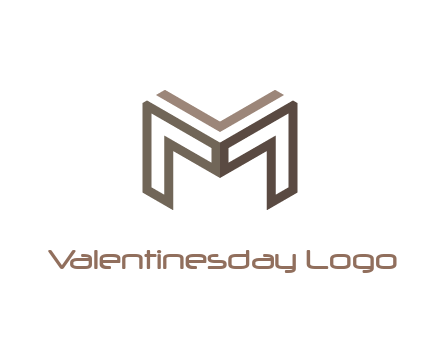 line art letter M 3D shape
