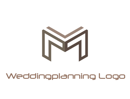 line art letter M 3D shape