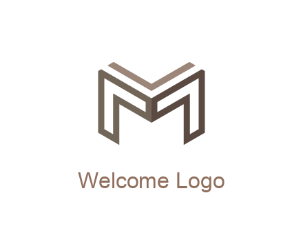 line art letter M 3D shape