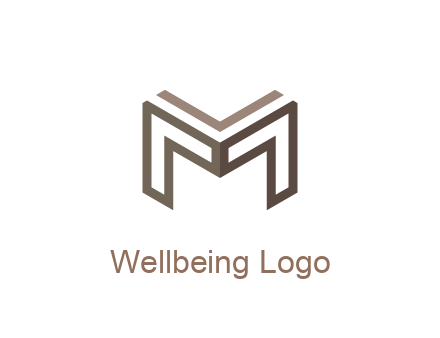 line art letter M 3D shape