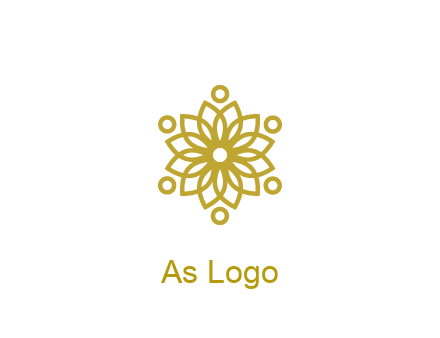 line art flower with circles around