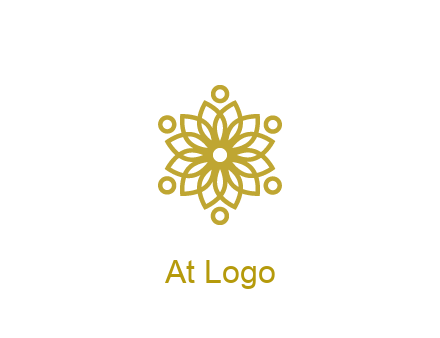 line art flower with circles around