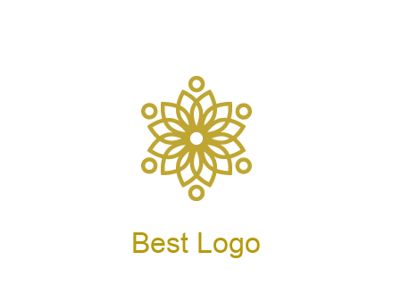 line art flower with circles around