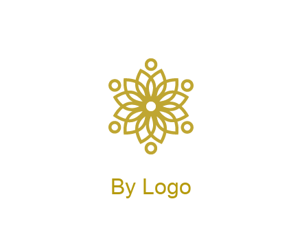 line art flower with circles around