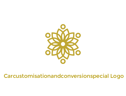 line art flower with circles around