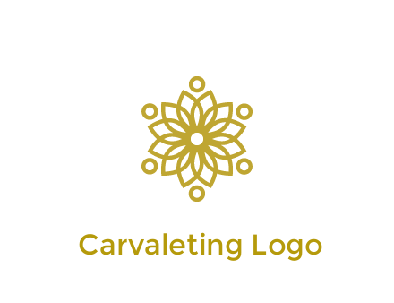 line art flower with circles around