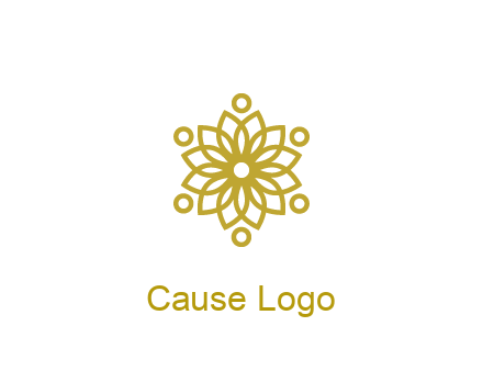 line art flower with circles around