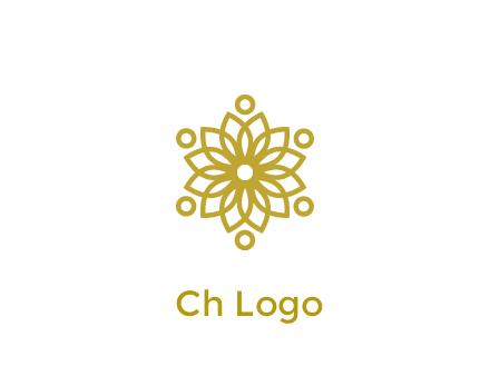 line art flower with circles around