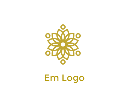 line art flower with circles around