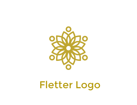 line art flower with circles around