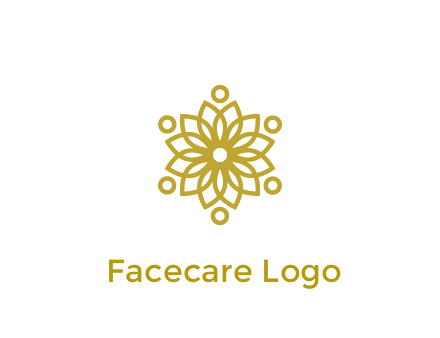 line art flower with circles around
