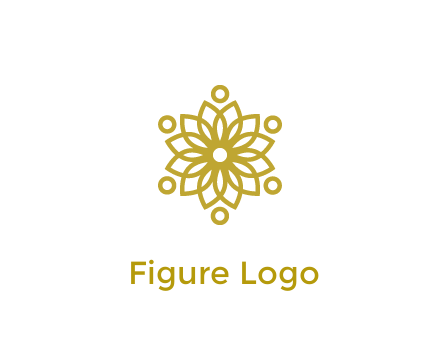 line art flower with circles around