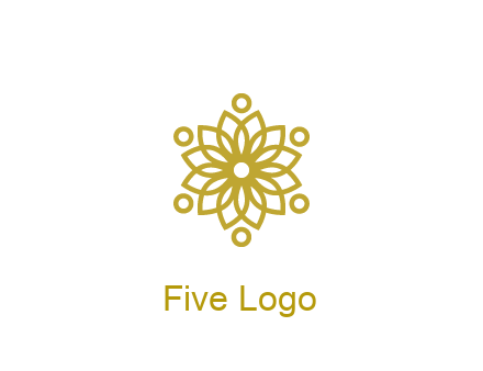 line art flower with circles around