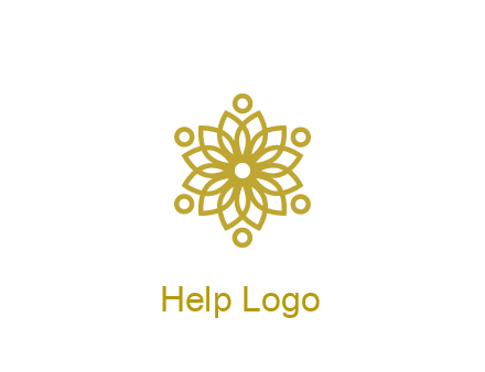 line art flower with circles around
