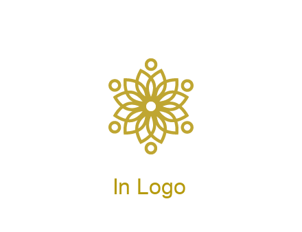 line art flower with circles around