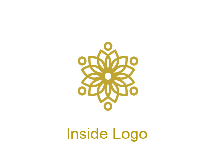 line art flower with circles around