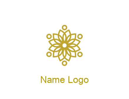 line art flower with circles around