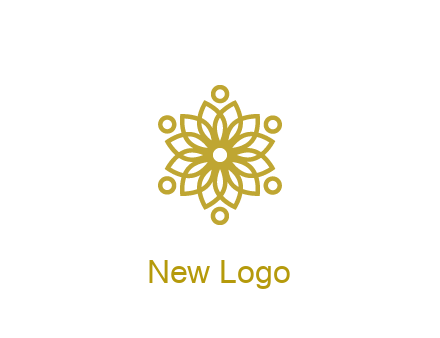 line art flower with circles around